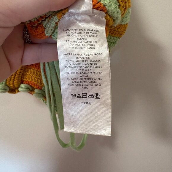 Urban Outfitters Crochet Tank Halter Crop Top Orange Green Size Small - Picture 8 of 9